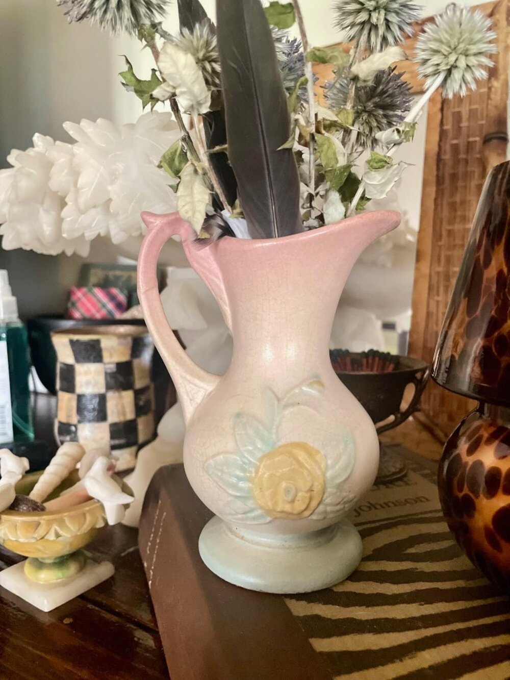 Vintage Hull Pottery Mini Vase Pink Floral Cottage Decor